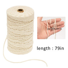 3mm x 200m Natural Beige Soft Cotton Cord Rope Craft Macrame Artisan String DIY Handmade Tying Thread Cord Rope 2024 - buy cheap