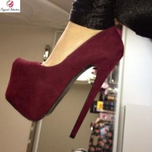 Original Intention Popular Women Round Toe Pumps Thin High Heels Shoes Woman Pumps Wine Red Shoes Woman Plus Size 4-20 2024 - buy cheap