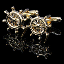 Carregador de abotoadura luxuoso com âncora dourada, botões de punho para homens, joias prateadas de alta qualidade 2024 - compre barato