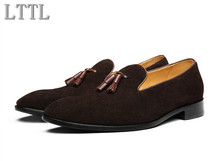 Lttl sapatos masculinos de camurça de luxo, loafers com borla, slip-on, cavalheiro, sapatos casuais, festa, sapatos de negócios, moda masculina 2024 - compre barato