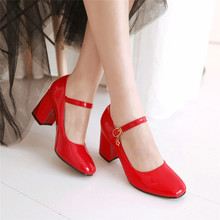 PXELENA-zapatos de tacón alto con correa en el tobillo para mujer, calzado de tacón cuadrado de cuero, color blanco 2024 - compra barato