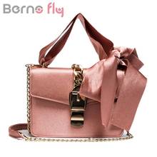 Berno fly New Messenger Bags Women Bowknot Chains Flap Bag Ladies Fashion Solid Hasp Shoulder Bags Female Shopping Phone Bags 2024 - buy cheap