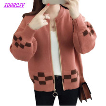 2018 Knit Sweater Spring Women Cardigan jacket fashion short Plaid sweater Loose Casual top autumn female Knit coat IOQRCJV H248 2024 - buy cheap