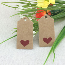 Size:4x2cm kraft tags 100PCS /lot hand made with love kraft Tag for gift box and love heart DIY Gift Tags for Handmade cake 2024 - buy cheap