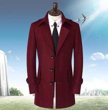 Черно-серое повседневное шерстяное пальто с длинным рукавом, мужские куртки и пальто 2020, мужское шерстяное пальто средней длины, платье, зимний Тренч, Размеры S - 9XL 2024 - купить недорого