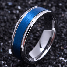 7mm Blue Men's Classic Solid Tungsten Carbide Rings Mess Brush Wedding Band anillos mujer Allinace Europe Size 2024 - buy cheap