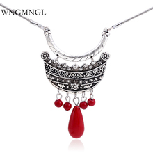 WNGMNGL 2018 New Vintage Ethnic Style Red Beads Flowers Choker Snake Chains Statement Necklace Bohemia Jewelry For Women Gift 2024 - buy cheap