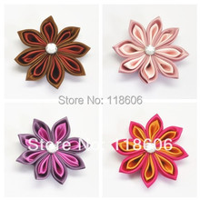 Hot Sale  50pcs/lot Kanzashi Flower Hair Clips Badge Reel Hair Clips Girl Hair Bow WITHOUT CLIP Free Shipping 2024 - buy cheap