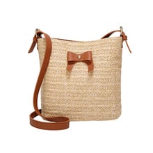 Mulheres Sacos de Palha de Verão Arco INS Feminino Popular Praia Viagem Bolsa Senhora Grande Bolsa de Ombro Malha Férias Casual Crossbody SS3295 2024 - compre barato