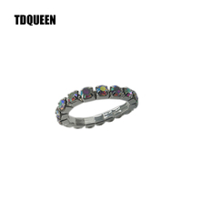 Модные обручальные кольца TDQUEEN с кристаллами AB в 1 ряд для женщин посеребренные ювелирные изделия с кристаллами AB элегантные женские кольца на пальцы 2024 - купить недорого