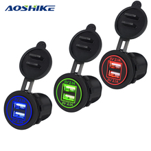 AOSHIKE Dual USB Car Charger Cigarette Lighter Focus Caravan Motorcycle Boat Connectors for Cars Sockets Power Plug Cables 2024 - buy cheap