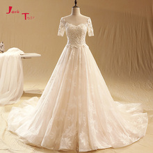 New Arrive Abiti Sposa Beading Sequins Short Sleeve A-line Lace Wedding Dresses China Vestido De Noiva Renda 2024 - buy cheap