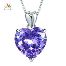 Peacock Star 925 Sterling Silver Heart Pendant Necklace 5 Carat Purple Bridal Jewelry CFN8045 2024 - buy cheap