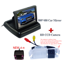 Monitor trasero plegable para coche, pantalla lcd de 4,3 pulgadas, cámara de marcha atrás de coche hd ccd, conjunto de estacionamiento para Kia K2 Hatchback para Kia Ceed 2024 - compra barato