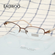 EAGWOO Women Vintage Designed Diamond Eyeglasses Half Rim Optical Frame Prescription Brand Eye Glasses Green Pink Blue 7815 2024 - buy cheap
