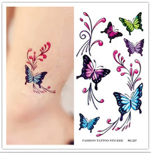 Новый Дизайн пикантные Цветной бабочки Водонепроницаемый поддельные татуировки Наклейки Временные Ювелирные тату 2024 - купить недорого