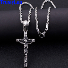 Stainless Steel Gothic Skull Cross Necklace Men 60CM Chain Pendant Necklace For Women Punk Religious Jewelry Best Friends Gifts 2024 - buy cheap