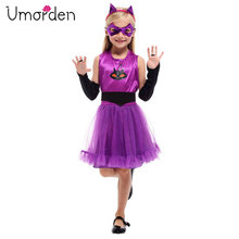 Fantasia de gato roxo umorden, vestido fantasia de halloween para meninas 2024 - compre barato