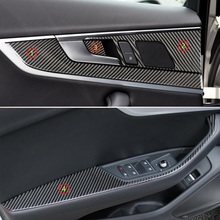 Real Carbon Fiber Car Styling Door Handle Armrest Panel Door Bowl Cover Trim For Audi A4 B9 A4L 2017 2018 2024 - buy cheap