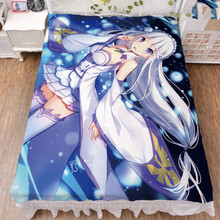 Japan Anime Re Zero kara Hajimeru Isekai Seikatsu Emilia Milk Fiber Bed Sheet & Flannel Blanket Summer Quilt 150x200cm 2024 - buy cheap