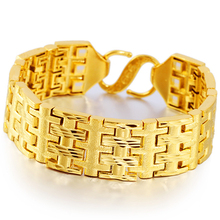 Pulseira masculina 50g, pulseira grossa geométrica preenchida de ouro e amarelo 2024 - compre barato