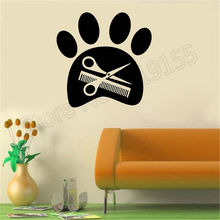 Beauty Salon For Pet decorative wall sticker Art Wall Poster vinyl art wall sticker Grooming Paw Scissors Stickers ZW17 2024 - buy cheap