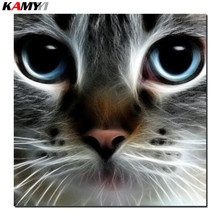 Pintura diamante 5d diy ponto cruz olhos azuis gato completo quadrado bordado bordado bordado imitação de diamante decoração de mosaico b622 2024 - compre barato