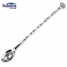 268mm Stainless Steel Cocktail Mixing Convex Twisted Spoon Spiral Pattern Bar Cocktail Spoon 2024 - buy cheap