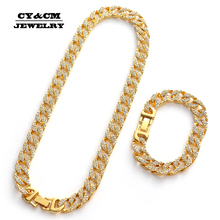 Collar de eslabones de estilo Hip Hop para hombre, cadena larga con diamantes de imitación chapados en oro y plata, estilo cubano, Miami, joyería de 13mm 2024 - compra barato
