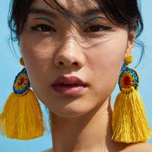 PPG&PGG Fringe Yellow Tassel Drop Earrings Long Earrings For Women Bohemian Luxury ZA Handmade Boho Earring Brinco 2018 2024 - buy cheap