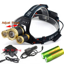 New 3x XM-L T6 Zoomable LED Headlight 10000Lumens 4 Modes Headlamp Rechargeable Head Torch Flashlight +18650 Battery charger 2024 - buy cheap
