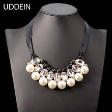 UDDEIN bridal wedding jewelry big simulated pearl necklace women black ribbon long statement necklace & pendant wholesale collar 2024 - buy cheap