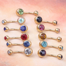 Barra de umbigo em aço cirúrgico, anel de 10 cores para umbigo, joias de corpo, piercing de umbigo 2024 - compre barato