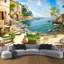 Custom 3D Photo Wallpaper Castle Garden Sea View Wall Painting Living Room Sofa Bedroom Wall Decoration Mural Papel De Parede 3D 2024 - buy cheap