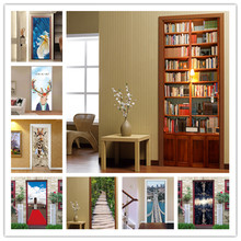 3D Retro Bookshelf Library Door Stickers Self-adhesive PVC Waterproof Decal Wallpaper For Bedroom Living Room Home Decor Posters 2024 - buy cheap