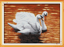 Animal Two Swans Cross Stitch Kits 14CT White Canvas 11CT Accurate Printed Embroidery DIY Handmade Needle Work Home Decor 2024 - buy cheap