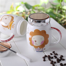 Новая матовая креативная зеркальная керамическая кофейная чашка для молока с крышкой, Повседневная кружка для офиса, подарки на завтрак 2024 - купить недорого