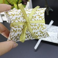 100 шт. Милая бумажная Подушка Подарочная коробка для свадебной вечеринки любимая Подарочная коробка для конфет с лентой бумажная подарочная коробка 2024 - купить недорого