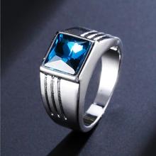 Everoyal Trendy Crystal Blue Rings For Men Jewelry Fashion Square Male Accessories Rings For Boy Bijou Vintage Valentine's Gift 2024 - buy cheap