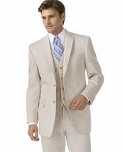 Custom Made New Style Groom Tuxedos Peak Lapel Men's Suit Beige Groomsman/Bridegroom Wedding/Prom Suits (Jacket+Pants+vest+tie) 2024 - buy cheap