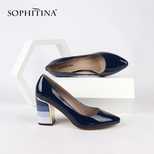 SOPHITINA Fashion Women's Pumps Comfortable Square Heel Special High Quality Cow Leather Shoes Design Hot Sale New Pumps MC153 2024 - buy cheap