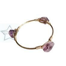 Western Style Women Natural Purple Crystal Gold Copper Wire Wrapped Bangle Jewelry Bracelets 2024 - buy cheap