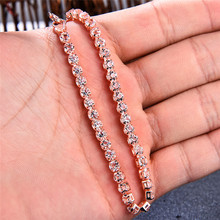 Bamos Trendy Full AAA Zircon Long Bracelet Rose Gold Filled Minimalist Jewelry Crystal Bracelets For Women Adjustable Bangles 2024 - buy cheap