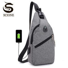 Men's Oxford Chest Bag USB Charging Casual Crossbody Bags for Man Business Male Messenger Handbags Anti Theft Back Bag 2024 - buy cheap