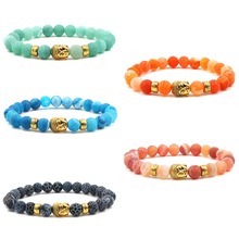 Buddha head Stone Mens Beaded Jewelry 8mm Lava Stone Beads Bracelets Party Gift Stretch Yoga Jewelry 2024 - buy cheap