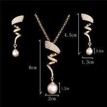Conjunto de joias femininas/meninas, douradas, de alta qualidade, espiral especial, corrente longa, colar, brincos 2024 - compre barato