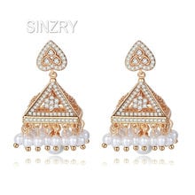 SINZRYnew bridal fairy tower dangle earrings cubic zirconia synthetic pearl tassel vintage earrings jewelry gift for women 2024 - buy cheap