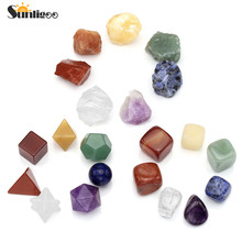 Sunligoo-conjunto de decoração geométrica de sólidos plantônicos, 7 chakras, pedra naturais irregular + 7 chakras, cristal 2024 - compre barato