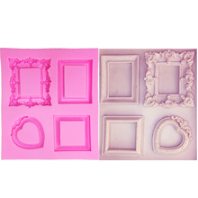 Marco de espejo en forma de corazón cuadrado M0684, molde de silicona 3D para dulce pastelero de Chocolate, moldes para decorar pasteles 2024 - compra barato