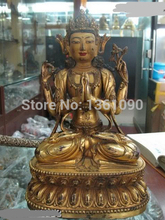 Xd 00664 10 "lhasa fane bronze puro 24k dourado estátua de buda kwan-yin de quatro braços 2024 - compre barato